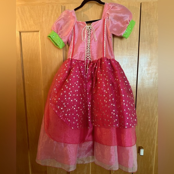 👸🏽💖 Magical lace up dress up pink and green princess dress girls size 8 - Picture 5 of 9